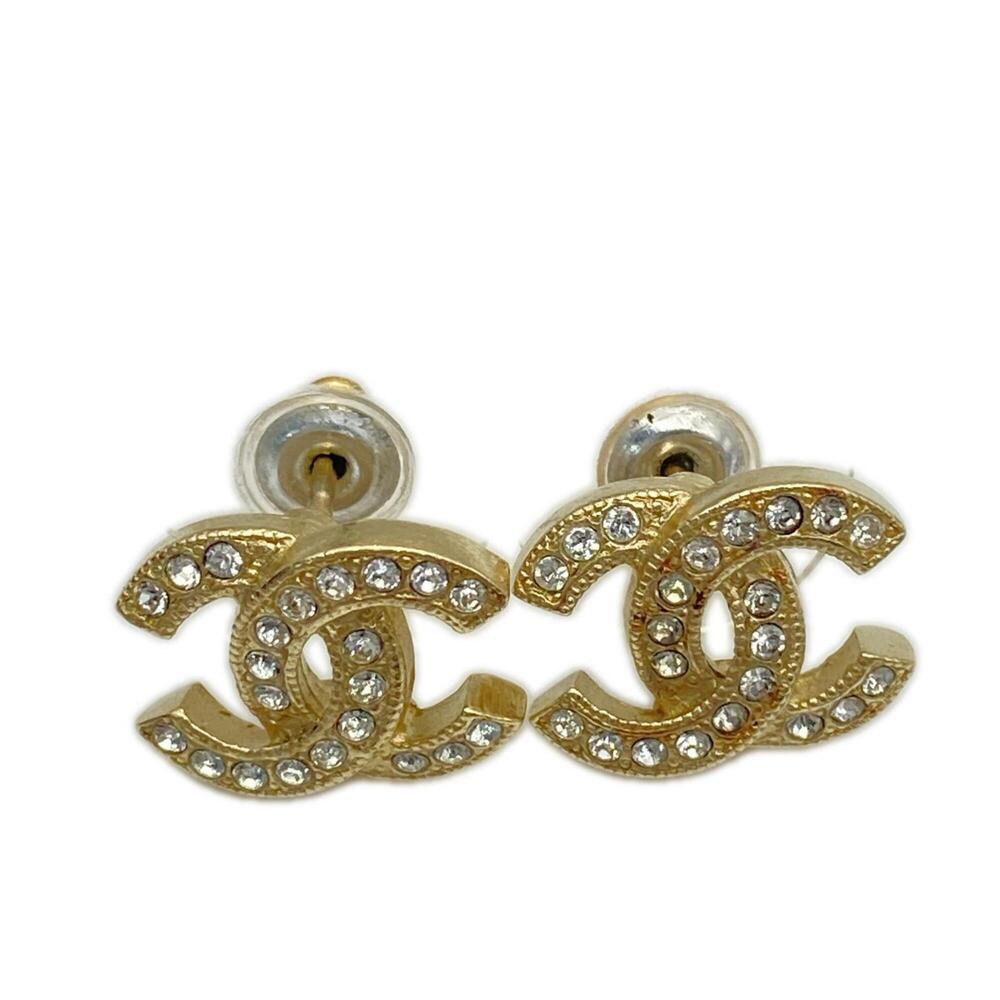 CHANEL Gold Logo Earrings